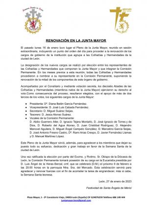 Renovación de la Junta Mayor