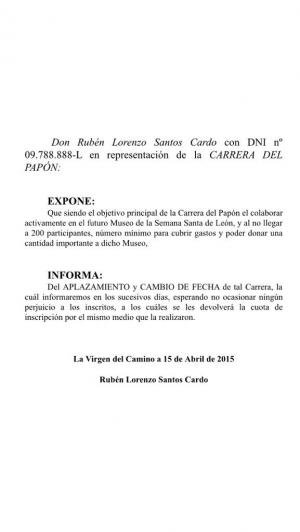 Aplazamiento de la Carrera del Papón